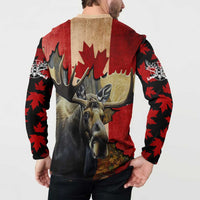 Personalized Canada Moose Button Sweatshirt Canadian Flag Maple Leaf Vintage