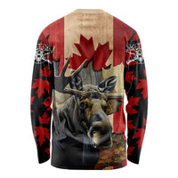 Personalized Canada Moose Long Sleeve Shirt Canadian Flag Maple Leaf Vintage