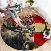 Canada Moose Round Carpet Canadian Flag Maple Leaf Vintage