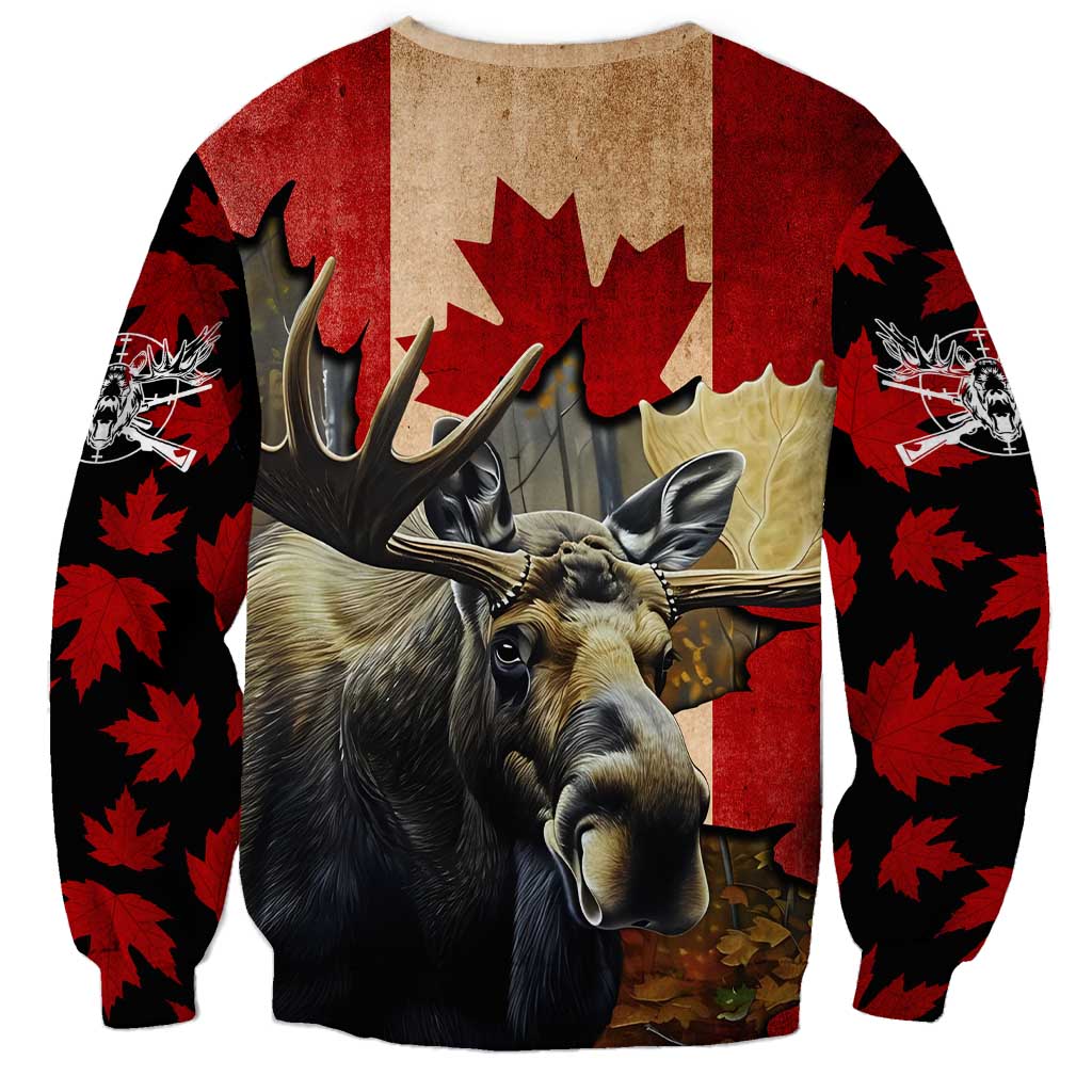 Personalized Canada Moose Sweatshirt Canadian Flag Maple Leaf Vintage