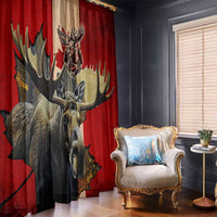 Canada Moose Window Curtain Canadian Flag Maple Leaf Vintage