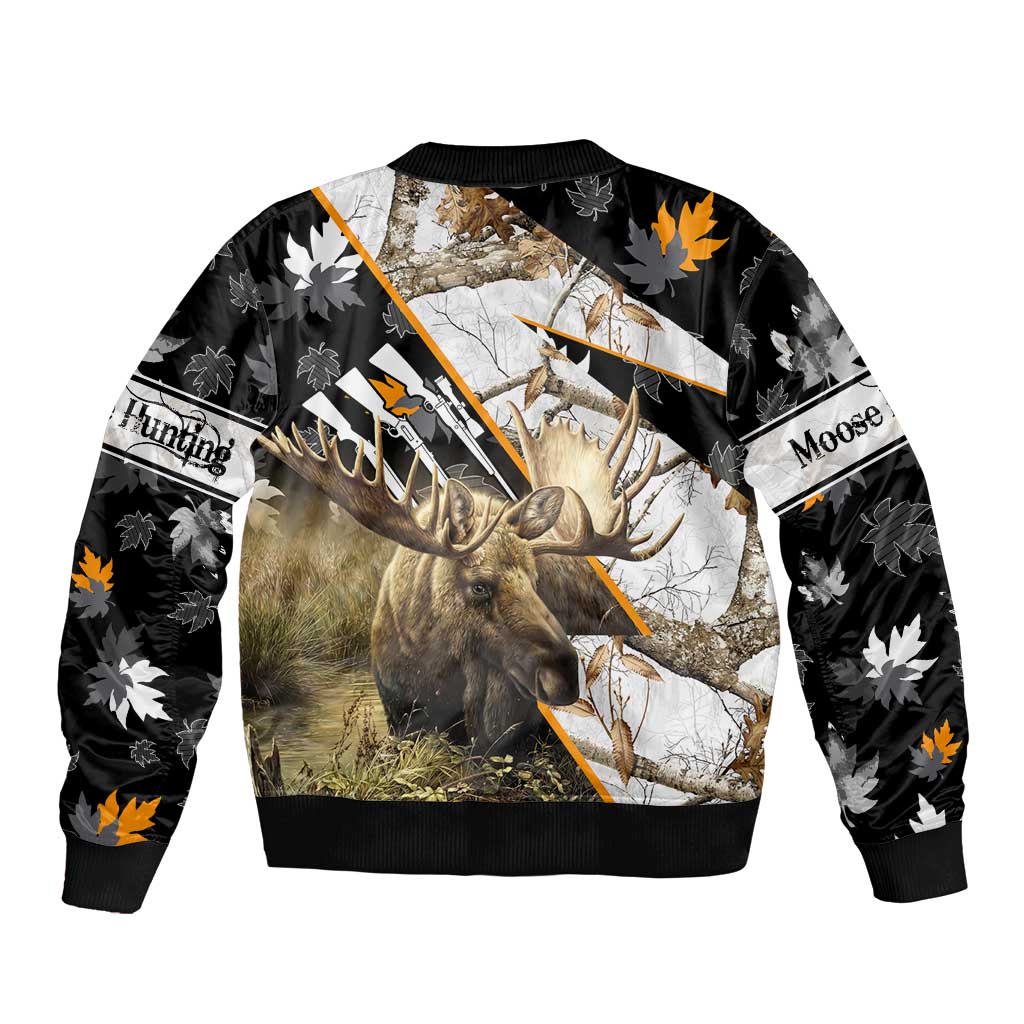 Personalized Moose Hunting Bomber Jacket Autumn Wilderness Adventure Camo