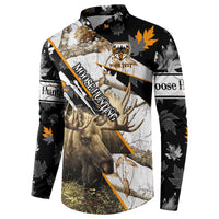 Personalized Moose Hunting Button Sweatshirt Autumn Wilderness Adventure Camo