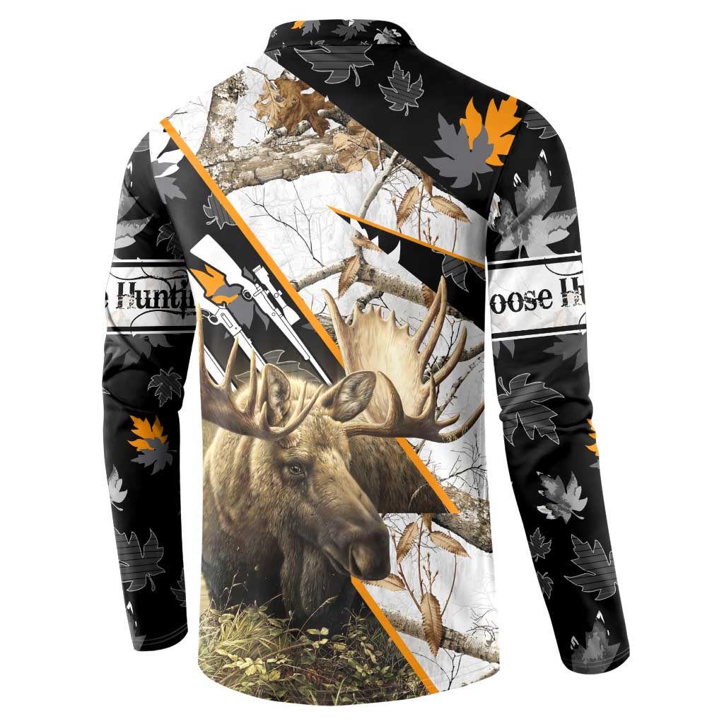 Personalized Moose Hunting Button Sweatshirt Autumn Wilderness Adventure Camo