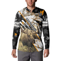 Personalized Moose Hunting Button Sweatshirt Autumn Wilderness Adventure Camo