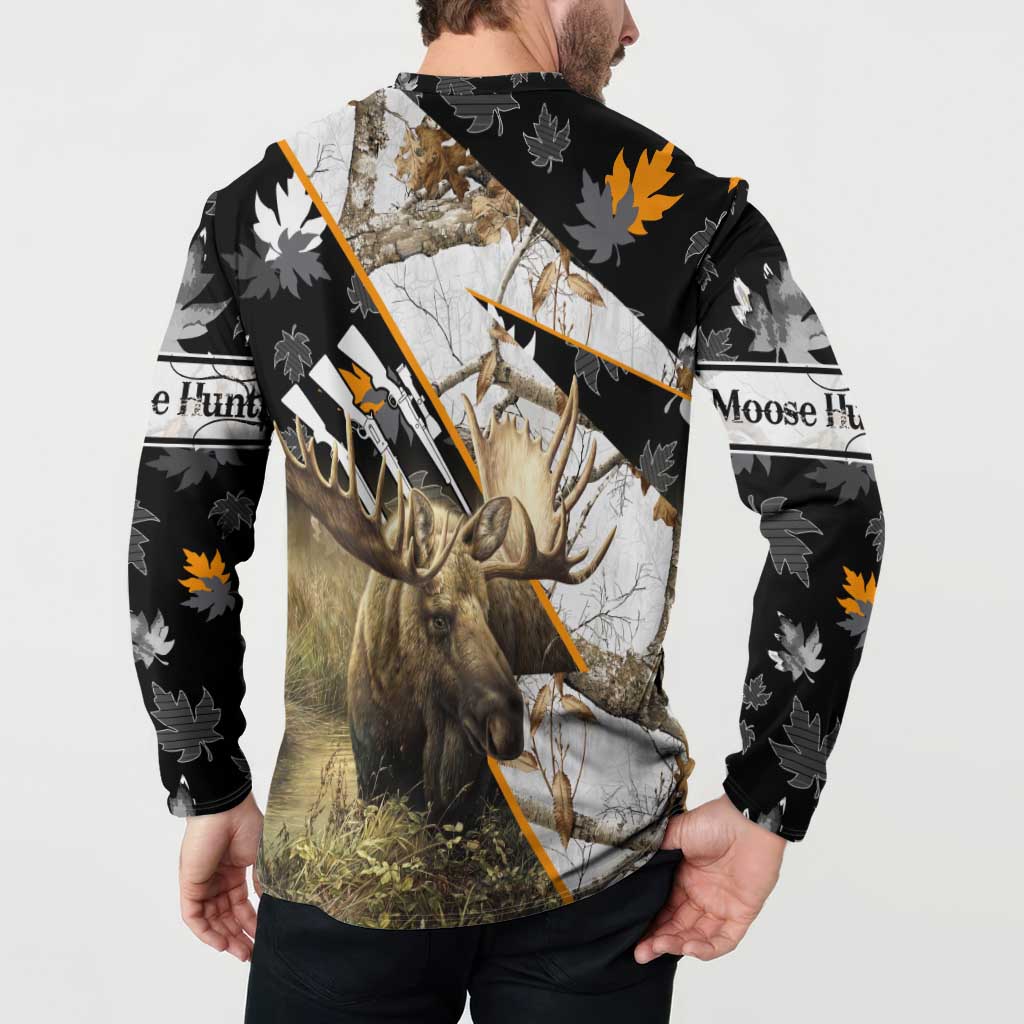 Personalized Moose Hunting Button Sweatshirt Autumn Wilderness Adventure Camo