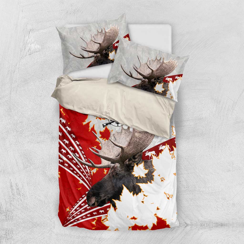 Moose Hunting Bedding Set Canada Maple Leaf
