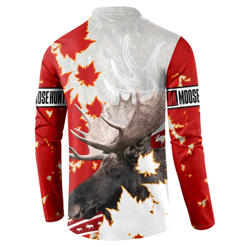 Moose Hunting Button Sweatshirt Canada Maple Leaf