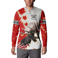 Moose Hunting Button Sweatshirt Canada Maple Leaf
