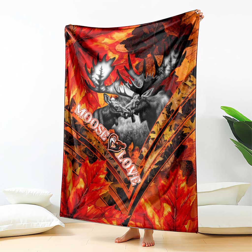 Moose Love Blanket Maple Leaf Autumn Passion