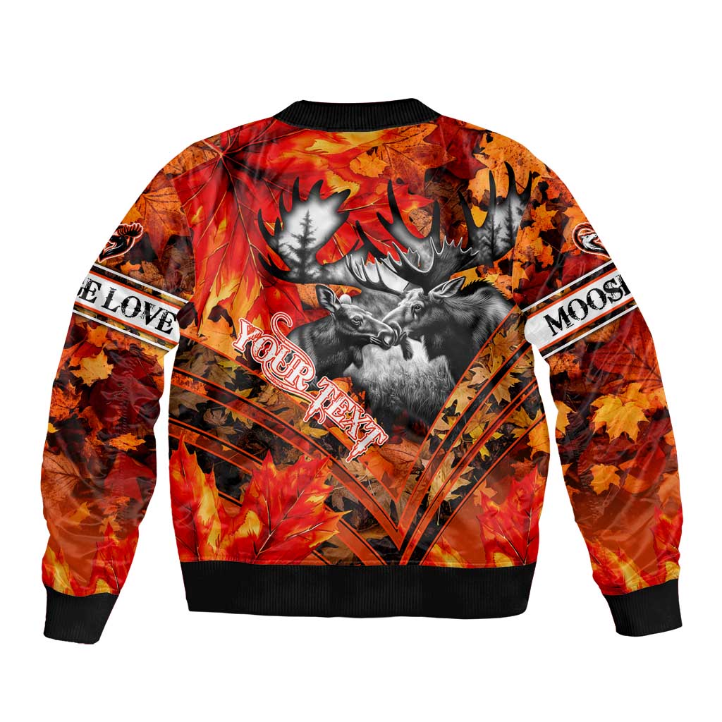 Personalized Moose Love Bomber Jacket Maple Leaf Autumn Passion
