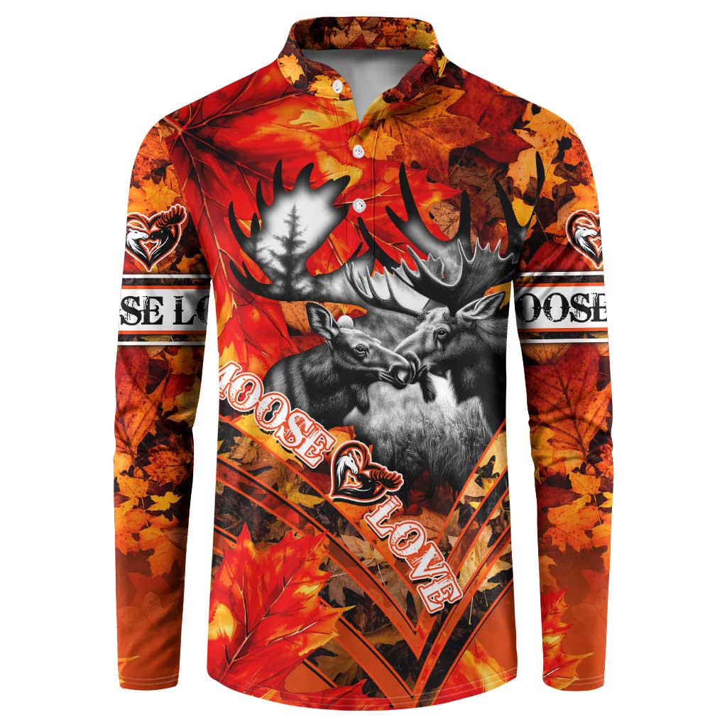 Personalized Moose Love Button Sweatshirt Maple Leaf Autumn Passion