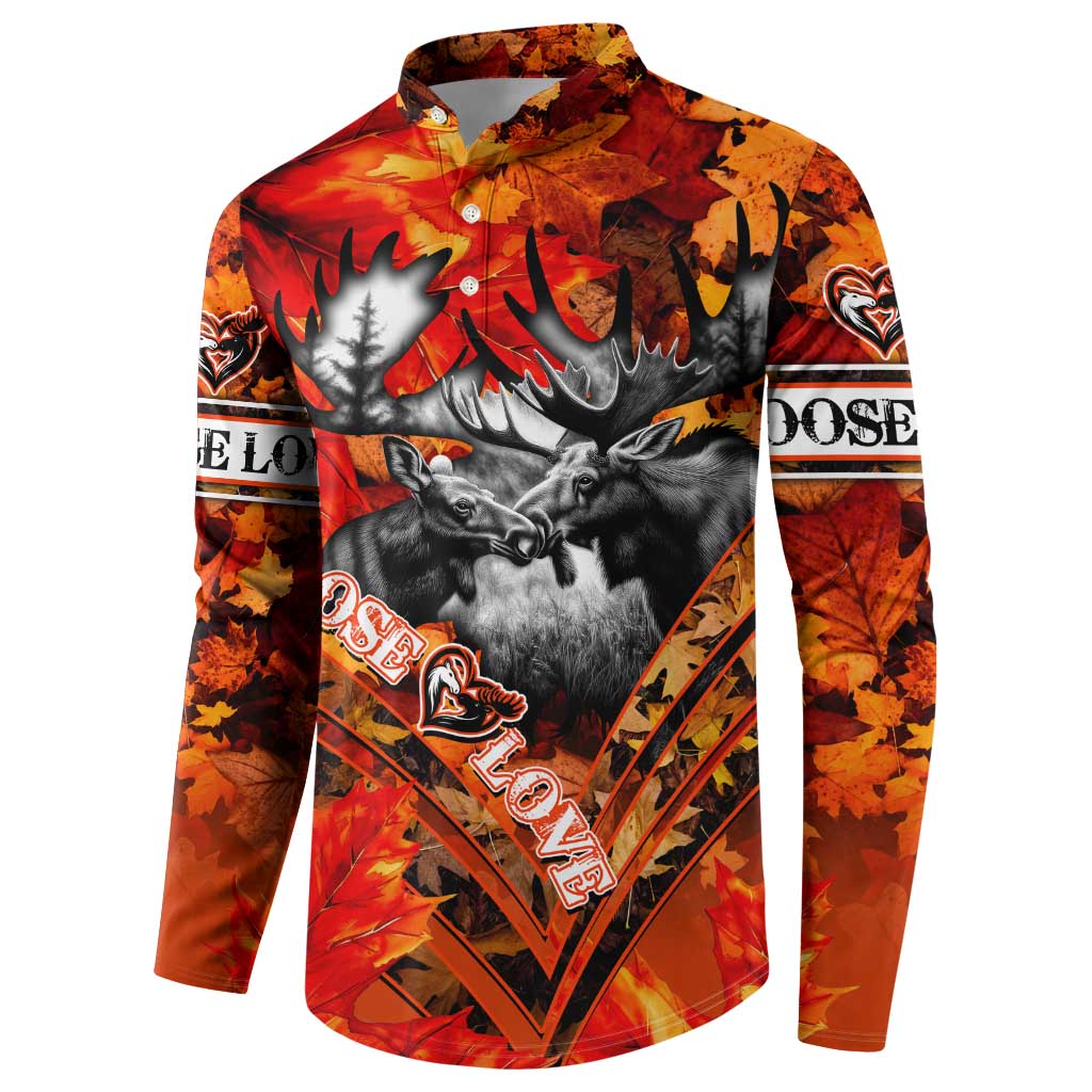 Personalized Moose Love Button Sweatshirt Maple Leaf Autumn Passion