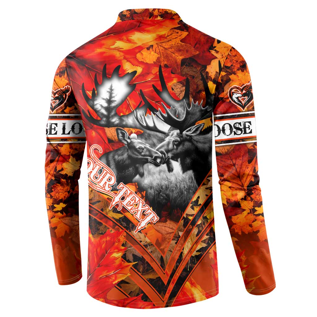 Personalized Moose Love Button Sweatshirt Maple Leaf Autumn Passion