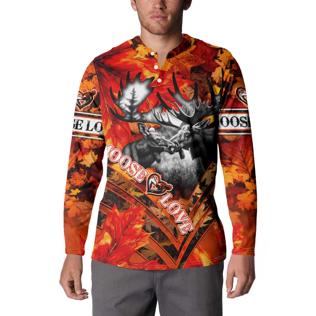 Personalized Moose Love Button Sweatshirt Maple Leaf Autumn Passion