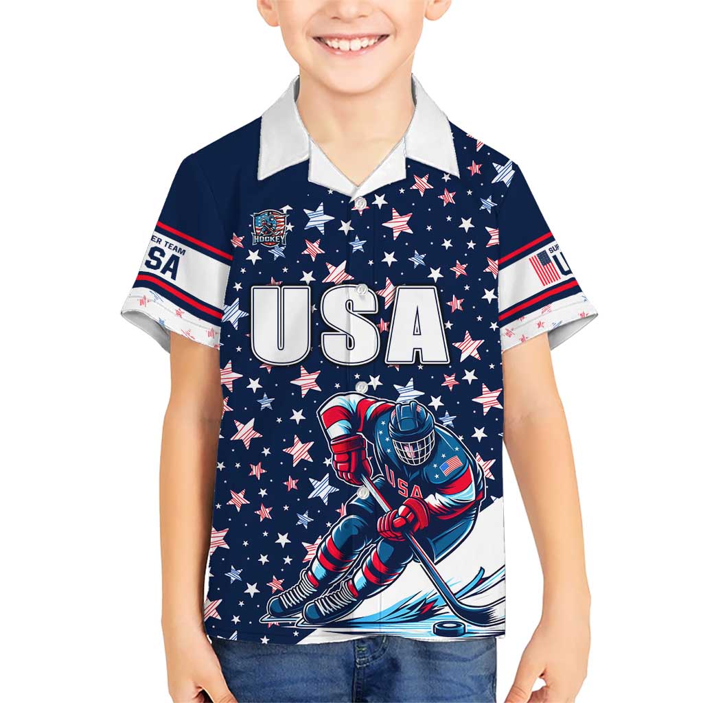 USA Hockey Kid Hawaiian Shirt Summer Paris 2024 - Wonder Print Shop