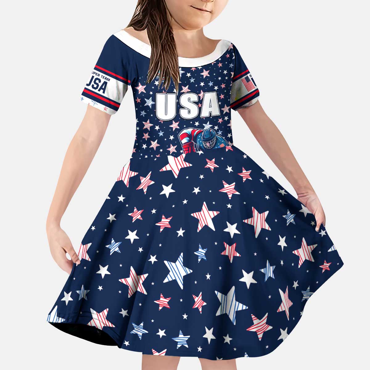 USA Hockey Kid Short Sleeve Dress Summer Paris 2024 - Wonder Print Shop