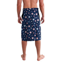 Patriotic star-pattern shorts with USA flag graphic, elastic waistband, drawstring