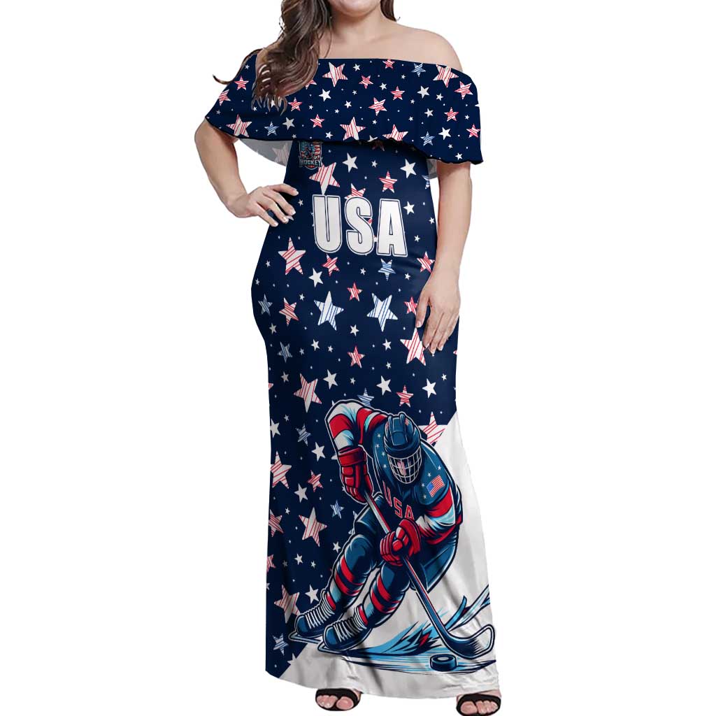 USA Hockey Off Shoulder Maxi Dress Summer Paris 2024 - Wonder Print Shop