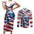 USA Rugby Couples Matching Short Sleeve Bodycon Dress and Long Sleeve Button Shirt Summer Paris 2024 - Wonder Print Shop