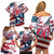 USA Rugby Family Matching Off Shoulder Short Dress and Hawaiian Shirt Summer Paris 2024 - Wonder Print Shop