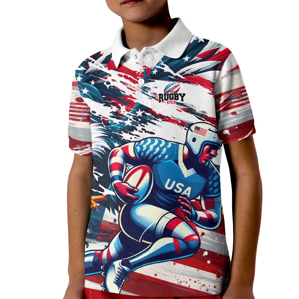 USA Rugby Kid Polo Shirt Summer Paris 2024 - Wonder Print Shop