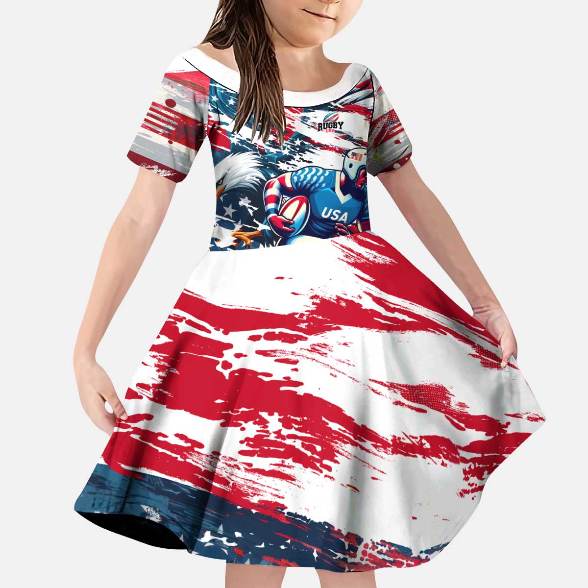 USA Rugby Kid Short Sleeve Dress Summer Paris 2024 - Wonder Print Shop