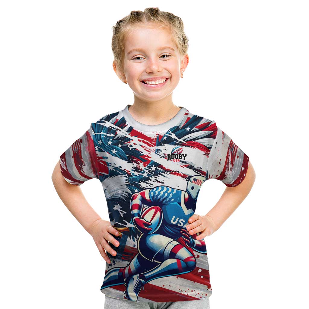 USA Rugby Kid T Shirt Summer Paris 2024 - Wonder Print Shop