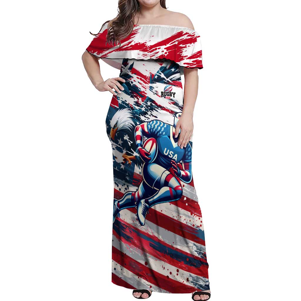 USA Rugby Off Shoulder Maxi Dress Summer Paris 2024 - Wonder Print Shop