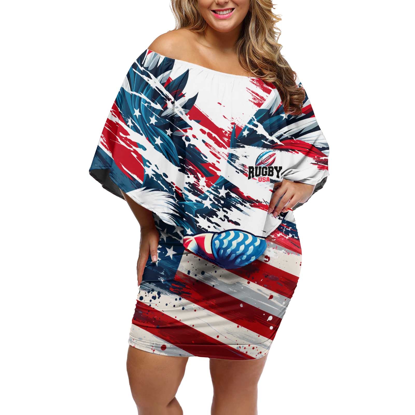 USA Rugby Off Shoulder Short Dress Summer Paris 2024 - Wonder Print Shop