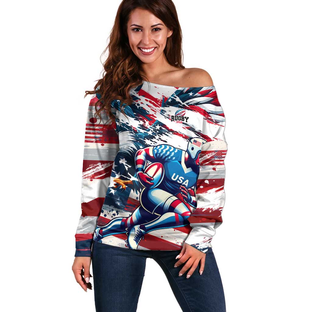 USA Rugby Off Shoulder Sweater Summer Paris 2024 - Wonder Print Shop