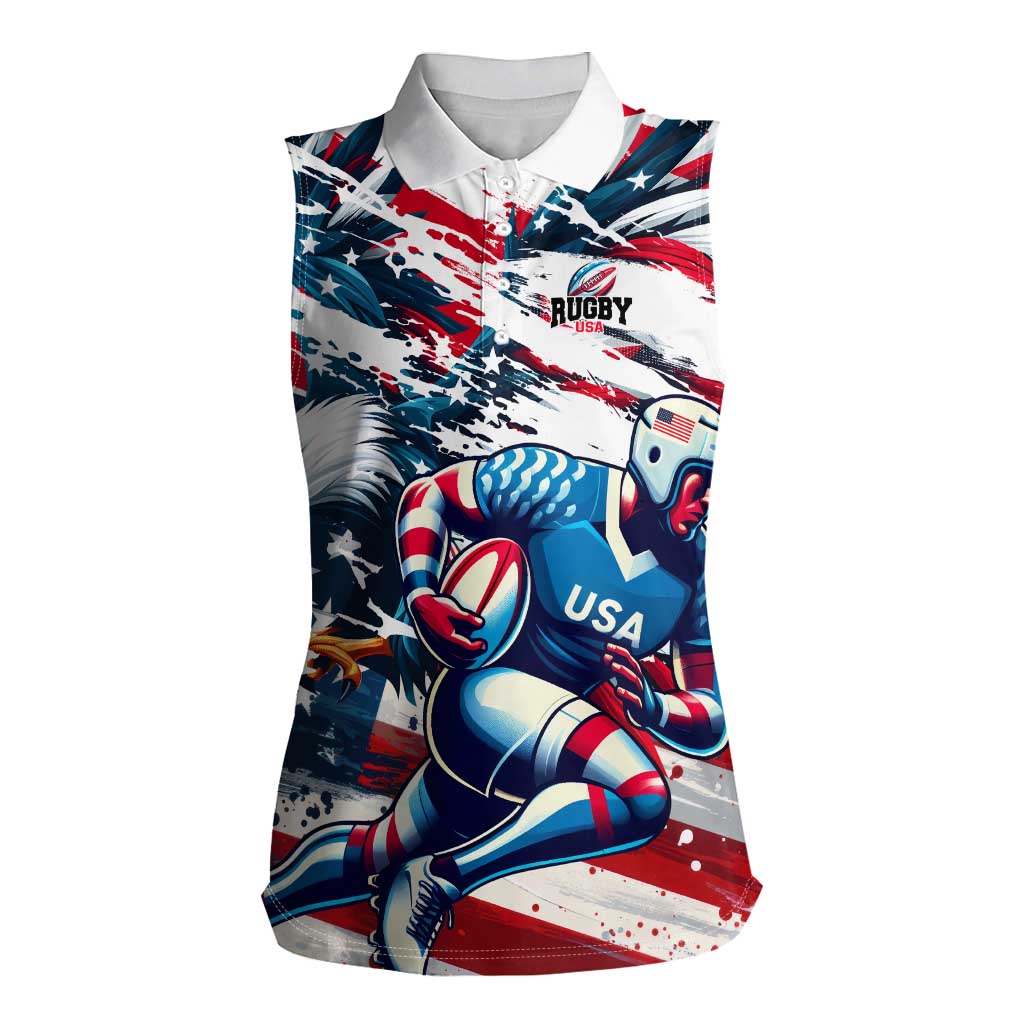 USA Rugby Women Sleeveless Polo Shirt Summer Paris 2024 - Wonder Print Shop