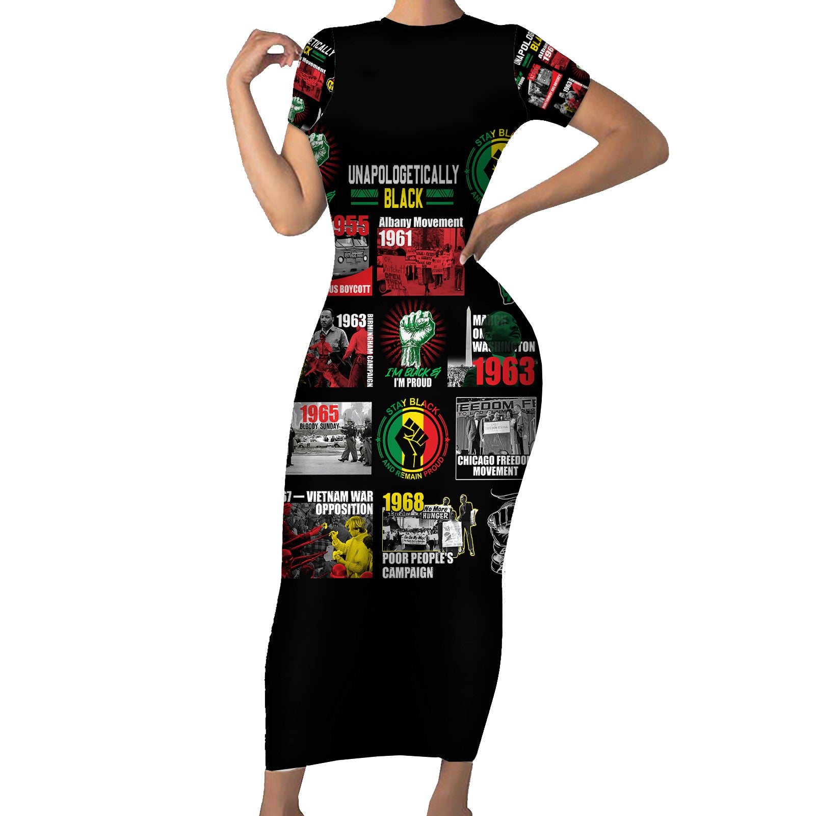 civil-rights-movement-short-sleeve-bodycon-dress-poster-art-black-pride