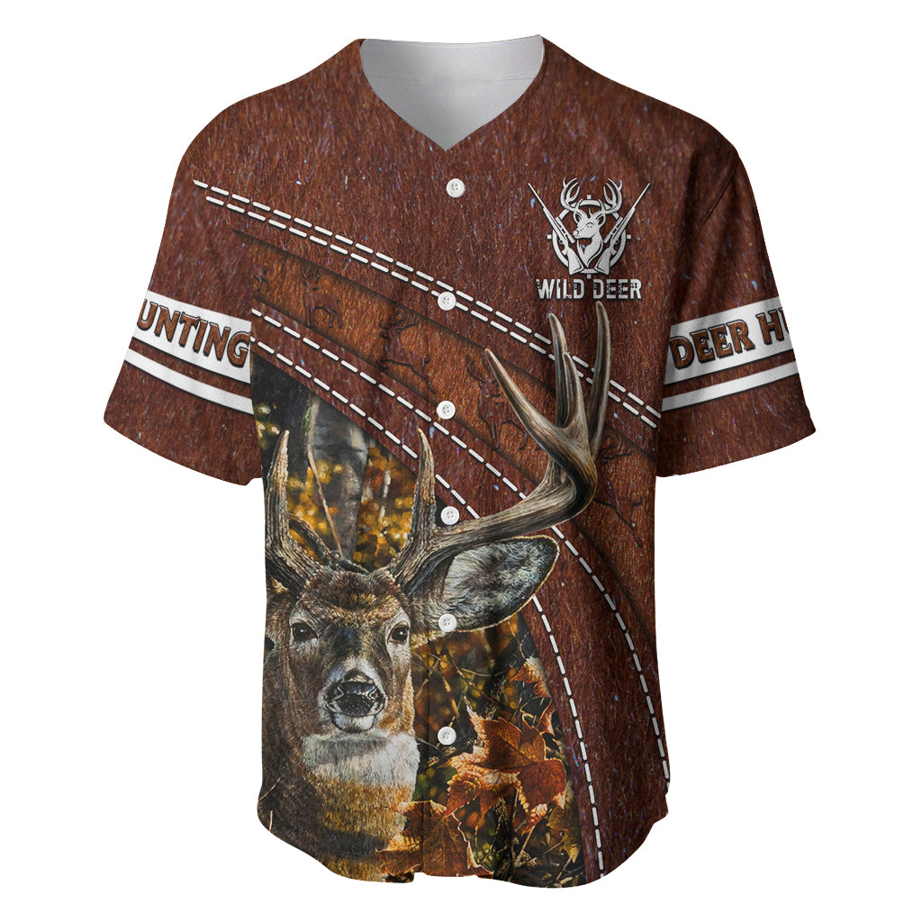 Deer Hunting Baseball Jersey In The Forest Brown - Wonder Print Shop