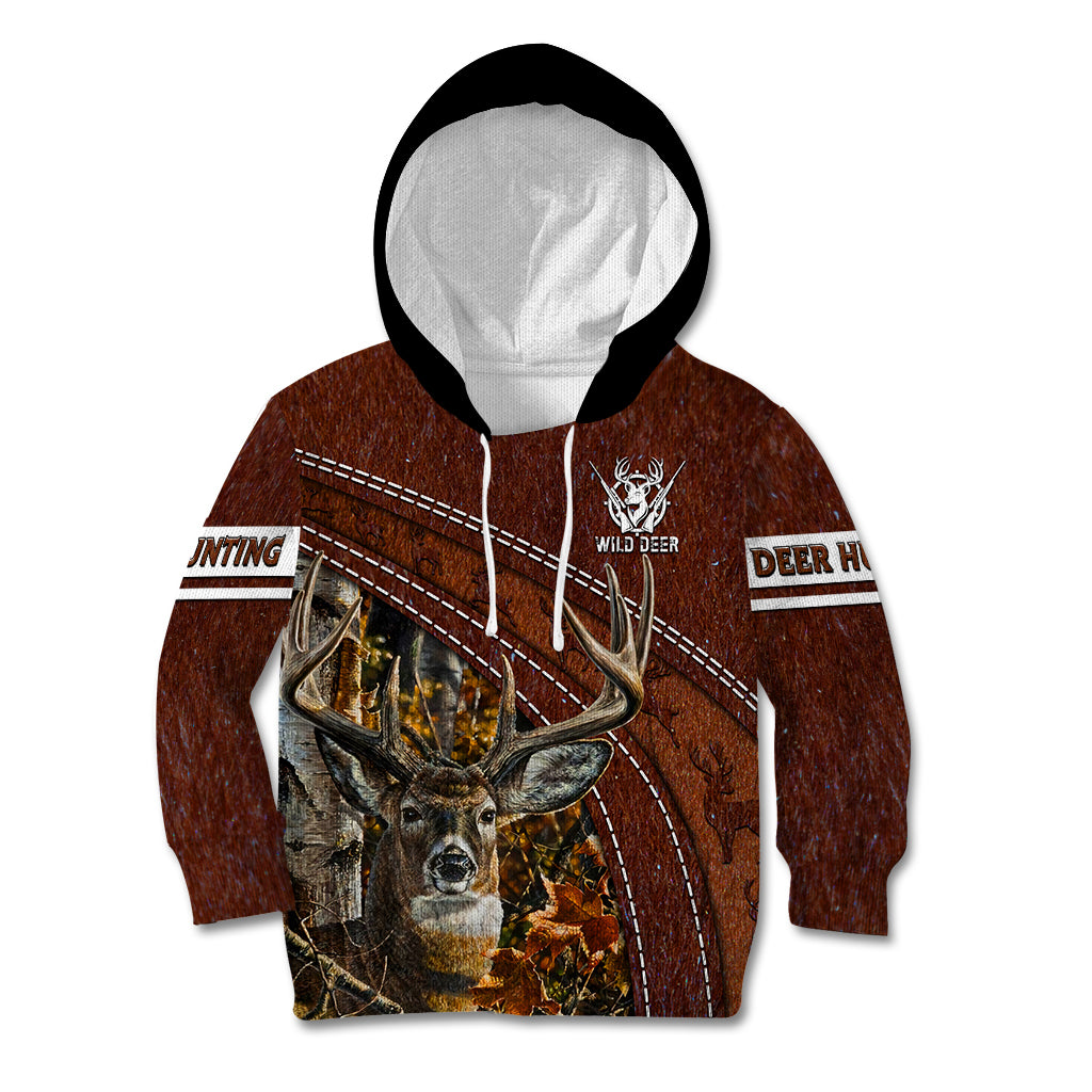 Deer Hunting Kid Hoodie In The Forest Brown - Wonder Print Shop