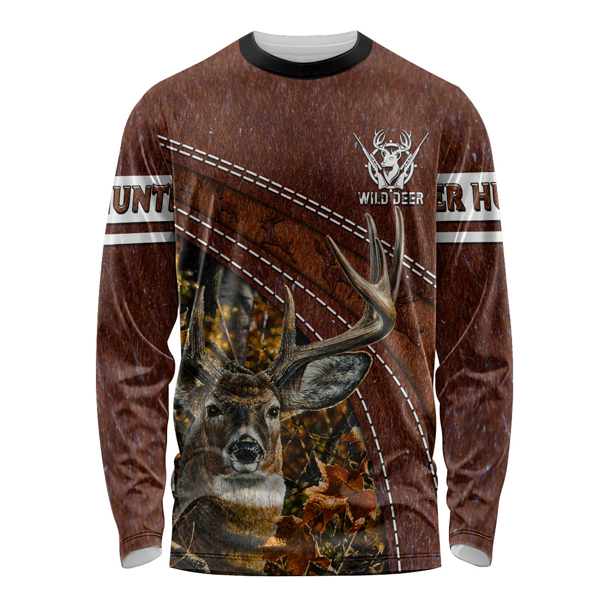 Deer Hunting Long Sleeve Shirt In The Forest Brown - Wonder Print Shop