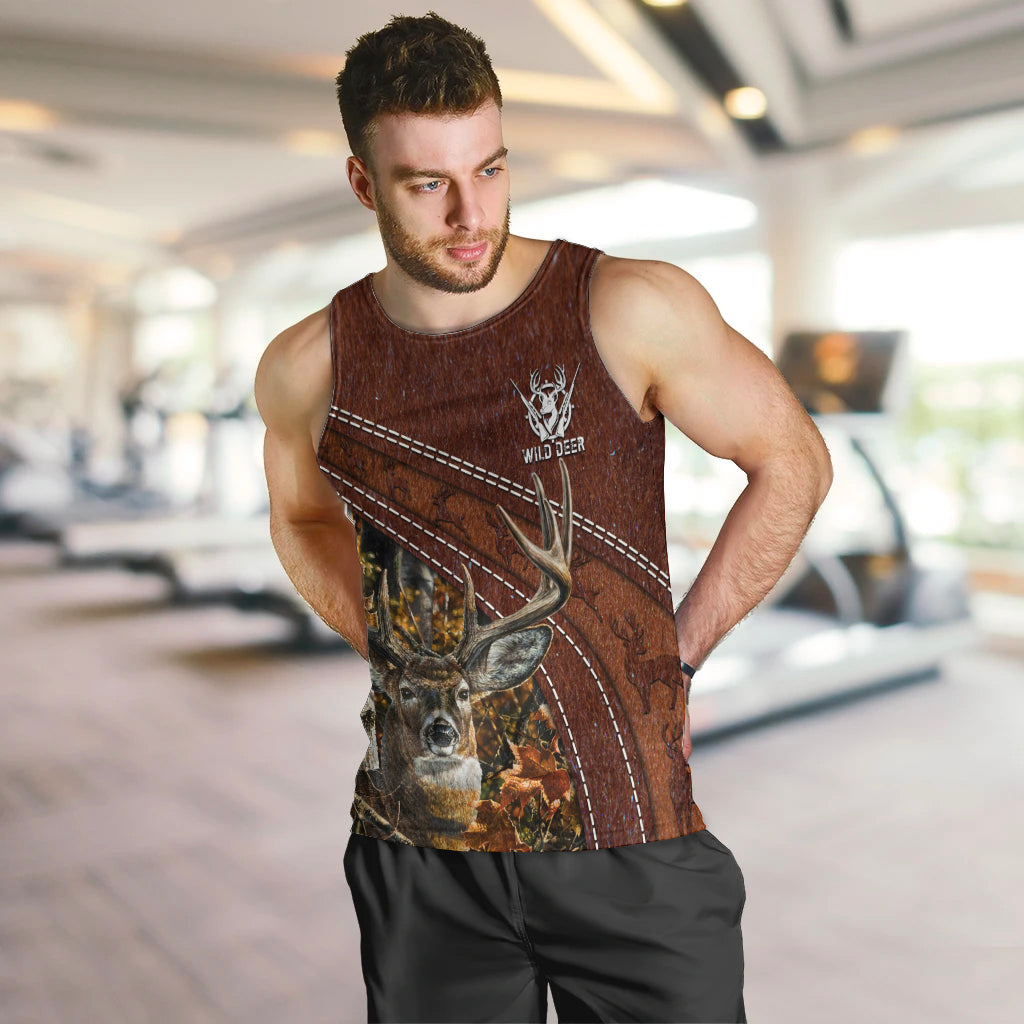 Deer Hunting Men Tank Top In The Forest Brown - Wonder Print Shop