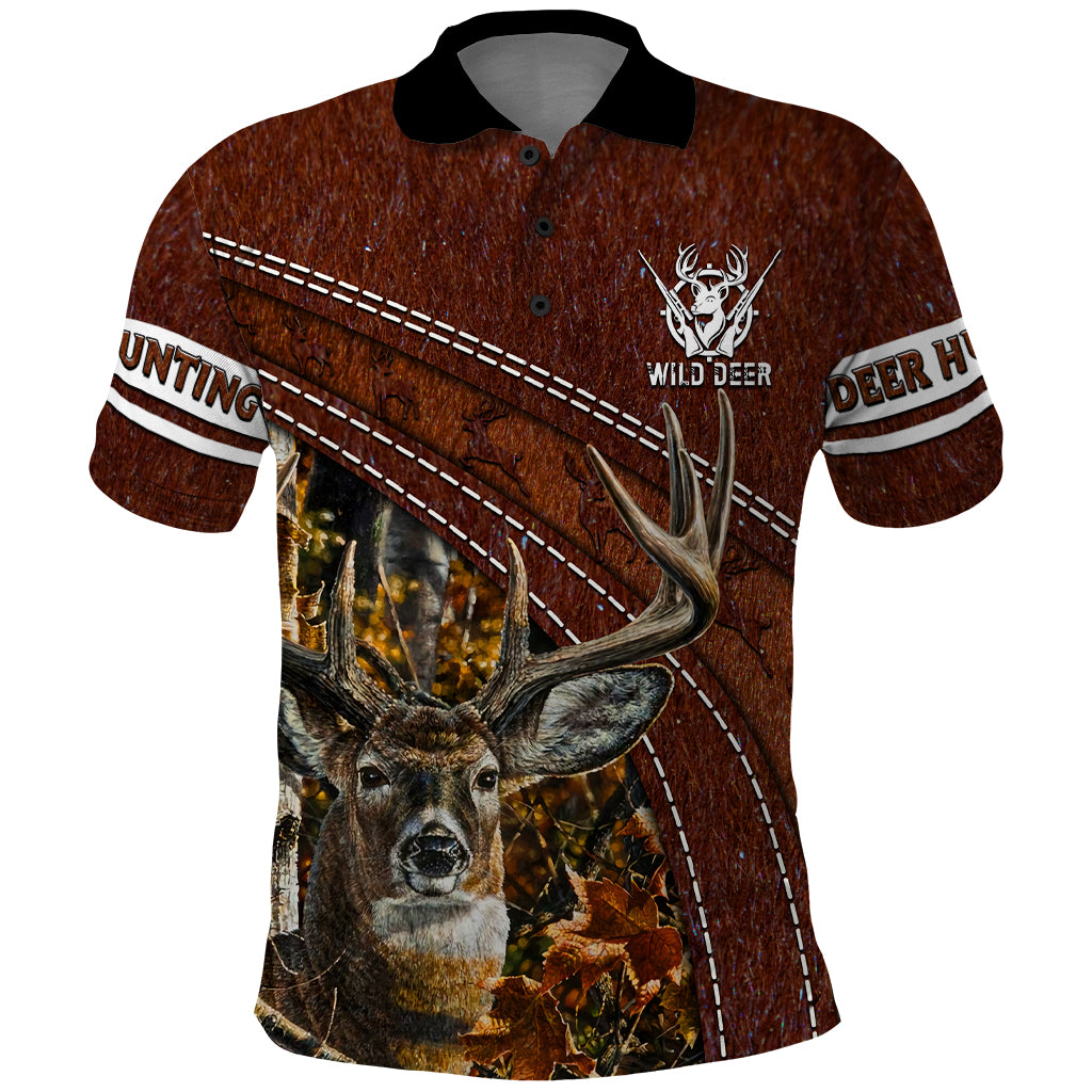 Deer Hunting Polo Shirt In The Forest Brown - Wonder Print Shop