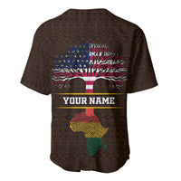 Personalized African root baseball jersey with back tree art and YOURNAME, dark brown