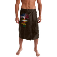 Personalized brown patterned lavalava wrap skirt with printed name and map graphic