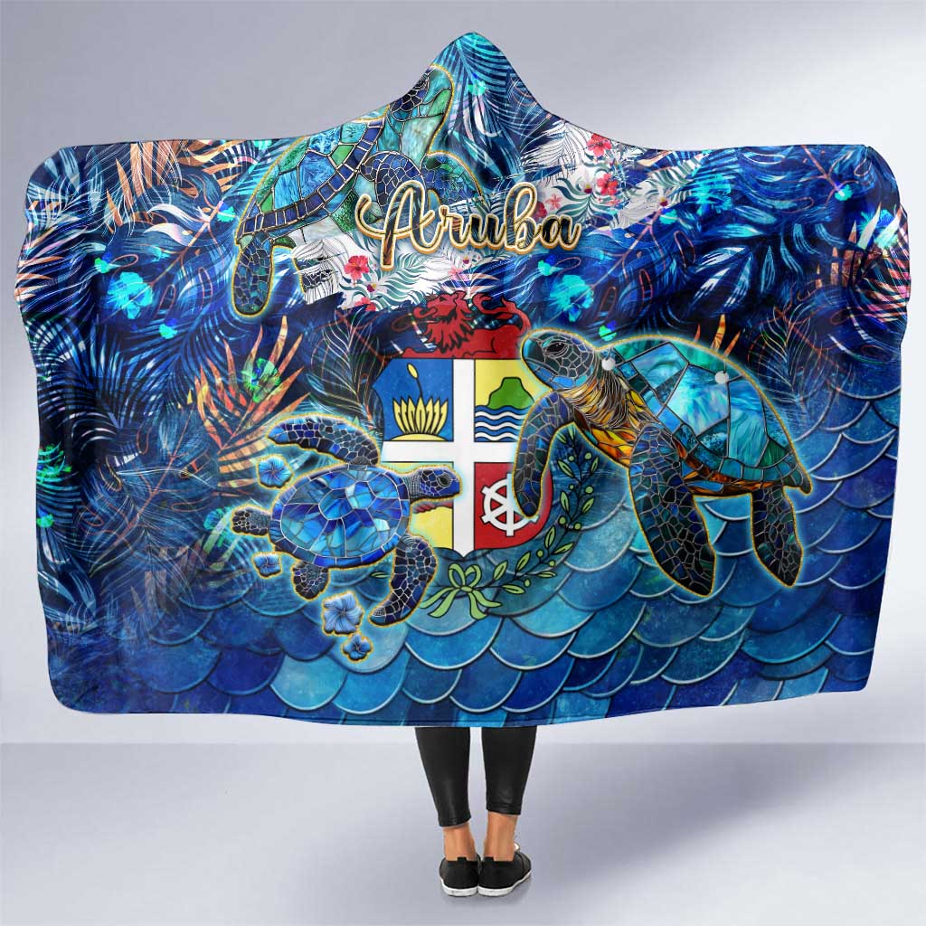 Aruba Hooded Blanket Sea Turtle Tropical Pattern - Wonder Print Shop