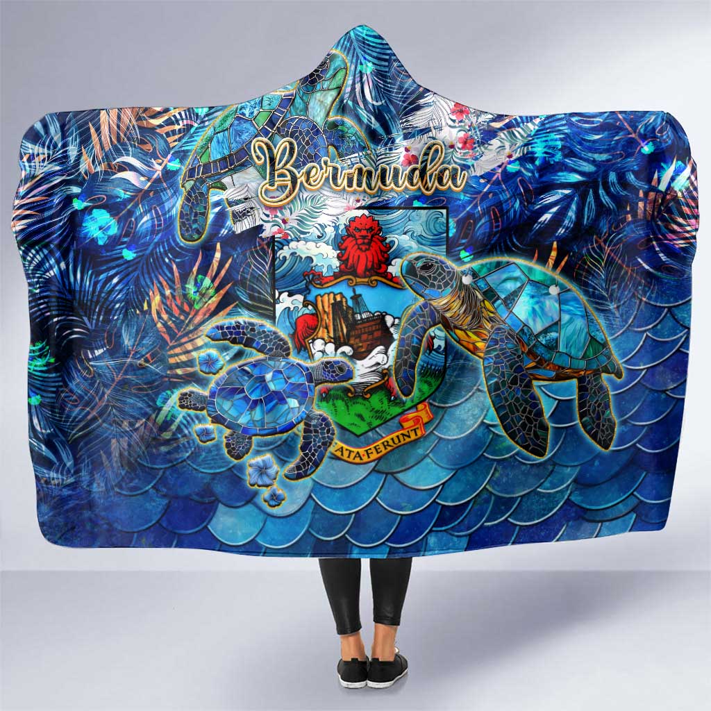 Bermuda Hooded Blanket Sea Turtle Tropical Pattern - Wonder Print Shop