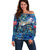 Bermuda Off Shoulder Sweater Sea Turtle Tropical Pattern