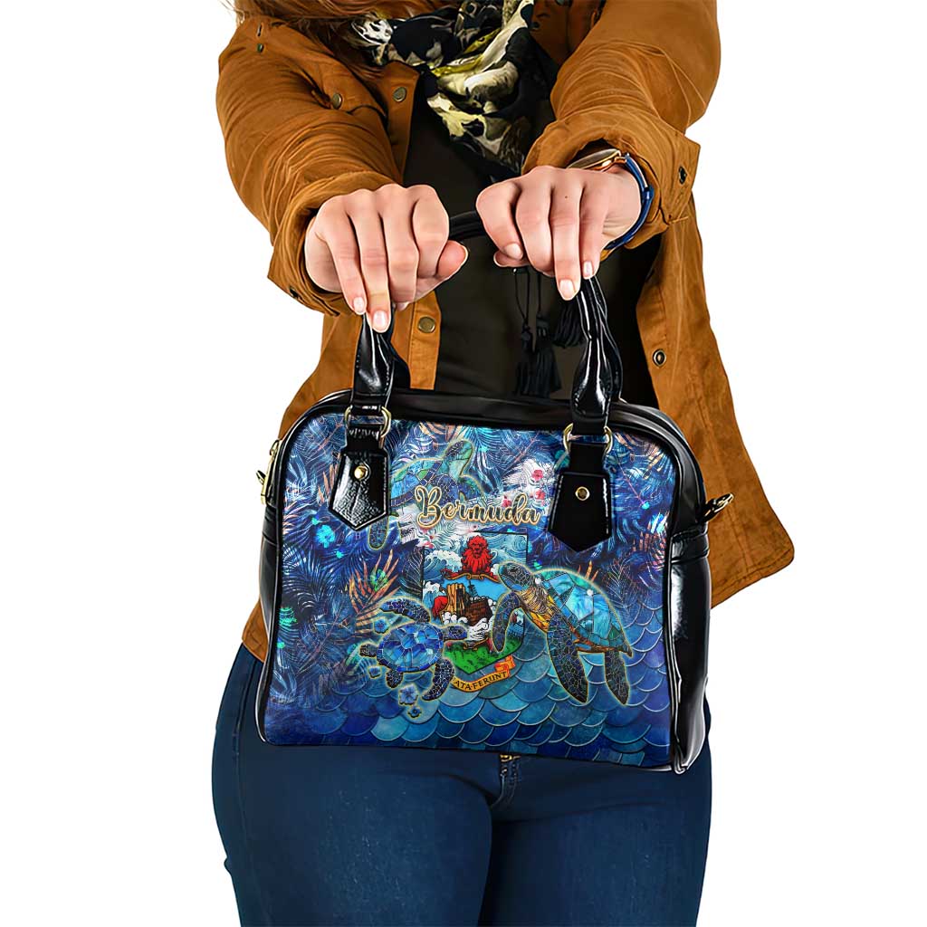 Bermuda Shoulder Handbag Sea Turtle Tropical Pattern - Wonder Print Shop