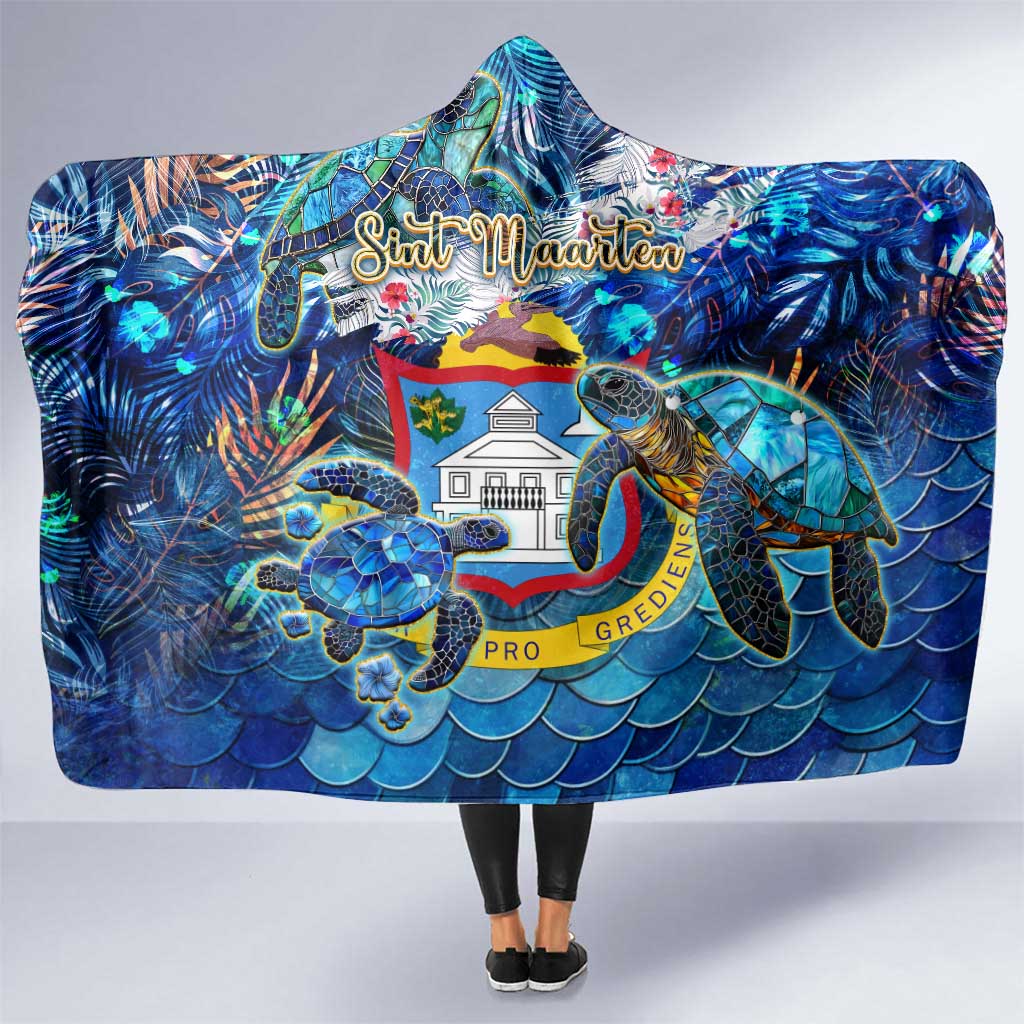 Sint Maarten Hooded Blanket Sea Turtle Tropical Pattern - Wonder Print Shop