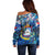 Sint Maarten Off Shoulder Sweater Sea Turtle Tropical Pattern