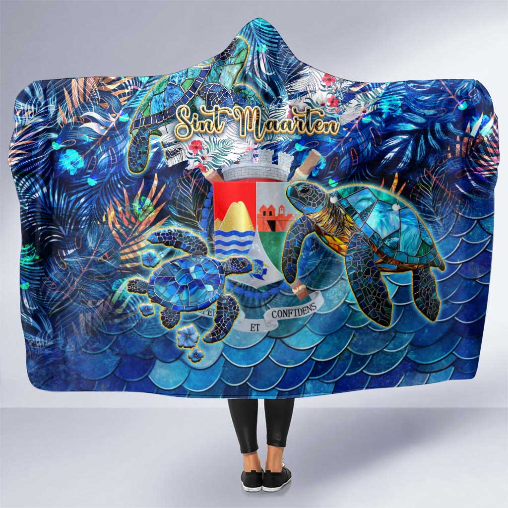 Sint Eustatius Hooded Blanket Sea Turtle Tropical Pattern - Wonder Print Shop