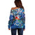 Sint Eustatius Off Shoulder Sweater Sea Turtle Tropical Pattern