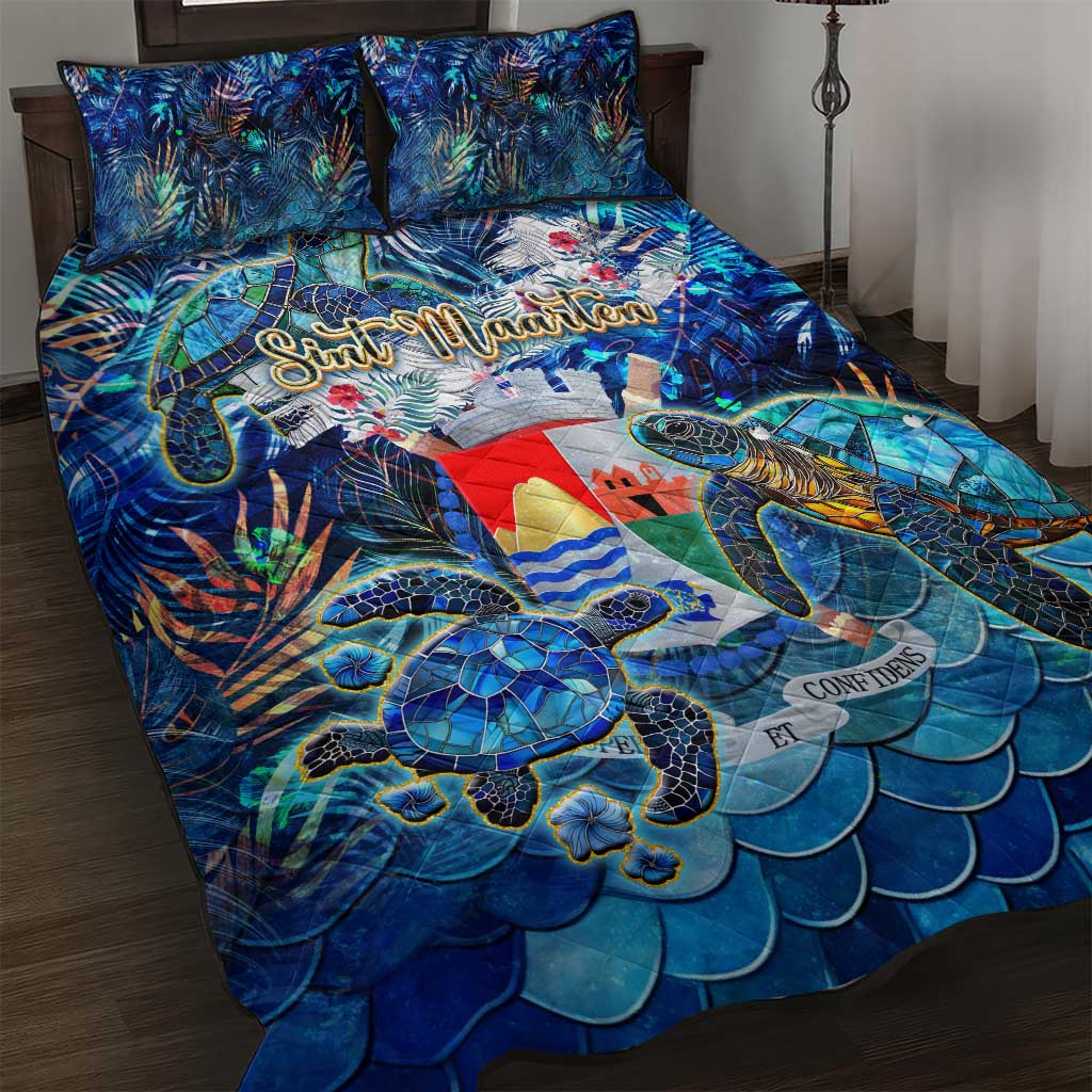 Sint Eustatius Quilt Bed Set Sea Turtle Tropical Pattern - Wonder Print Shop