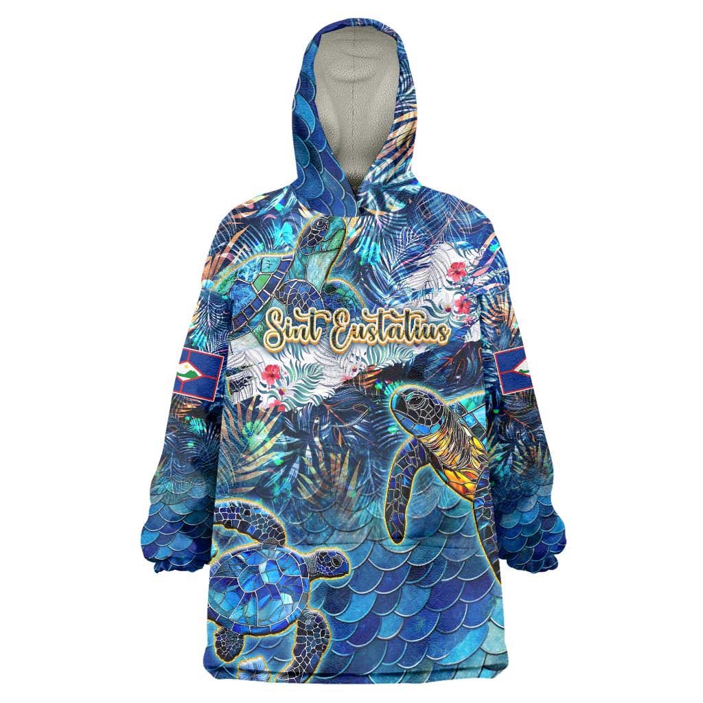 Sint Eustatius Wearable Blanket Hoodie Sea Turtle Tropical Pattern